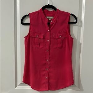 Sleeveless Red Button-Up Women's Top